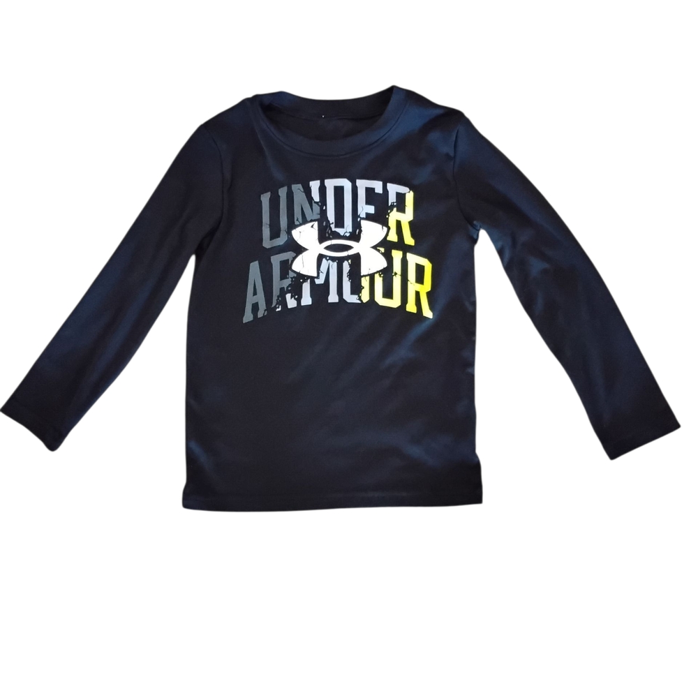 Under Armour Long Sleeve Tee Black and Yellow Boys 4 Casual Athletic Activewear